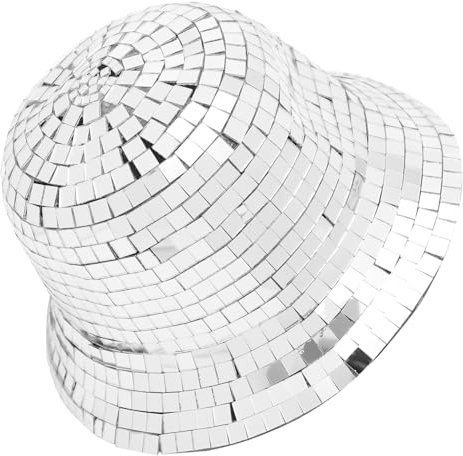 LABRIMP Discokugel Fischerhut Silber 1 Stück aus Stoff und Kunststoff