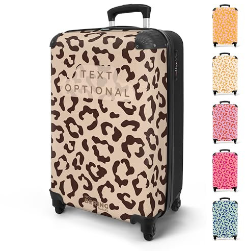NoBoringSuitcases.com® Trolley Bagaglio a Mano 55x40x20, Bagaglio da 10 kg con Ruote, Valigia Rigida Leggera, Trolley Cabina con Motivo Leopardo, Disponibile in Diversi Colori, Valigia per Aereo