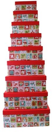 9er Set Geschenkkarton mit Deckel – Geschenkbox, Stabiler Karton mit Deckel für große Geschenke, Ideal als Geschenkbox groß, Hochwertige Geschenkverpackung für jeden Anlass