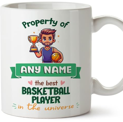 MUGFFINS Personalised Mug for Basketball Player man - in English - Property of - Funny Custom Gift for Colleagues - Ceramic 11oz Mug