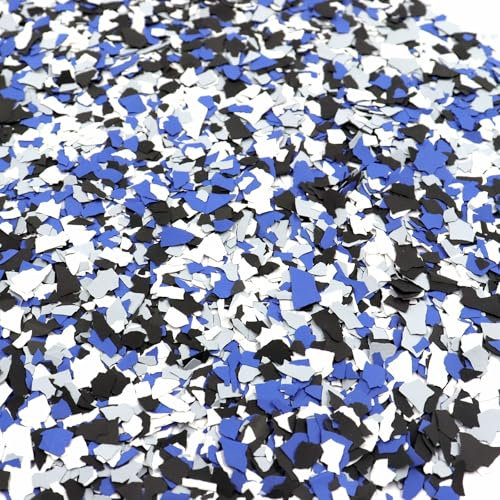 ONTWIE Mélange de 900 g de copeaux de couleur décorative pour revêtements de sol en béton, peinture décorative pour garage, sol, intérieur et extérieur, peinture de maison, noir/gris/bleu roi/blanc