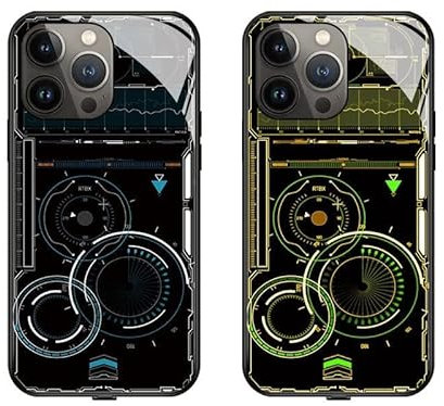 MUGUOY LED Intelligent Sound Control Light-Up Phone Case for iPhone 14 13 12 Pro Max, Tempered Glass Back Soft Slim TPU Bumper Shockproof Colorful Light Up Phone Case,Call Music Flash. (E, for 16)