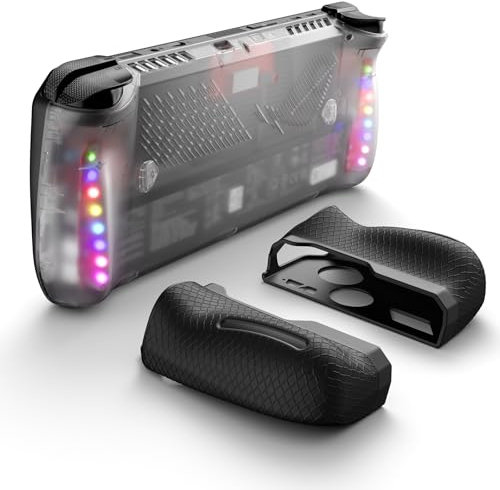 JSAUX Transparente Rückenplatte für ROG Ally X, Gehäuse mit Silikongriff und Kühlmodul, Kompatibel mit ASUS ROG Ally X 2024 - PC0112