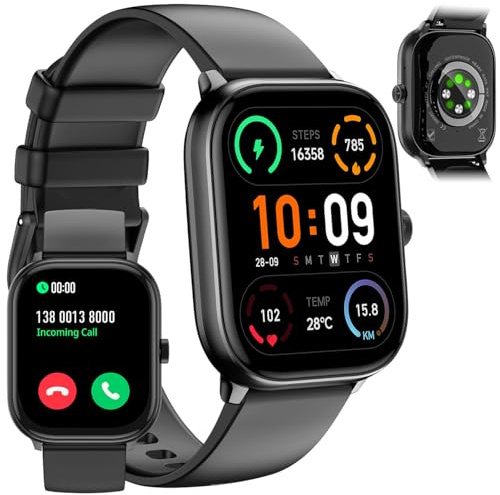 Newgen Medicals Pulsuhr: Fitness-Smartwatch mit ChatGPT, AMOLED-Display, Digitale Krone, IP68 (Digitaler Schrittzähler, Smartwatch mit Telefonfunktion, neu)