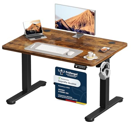Devoko Elektrisch Höhenverstellbarer Schreibtisch 100 x 60cm,Braun | Schreibtisch Höhenverstellbar Tisch, Steh-Sitz Bürotisch, Computertisch mit Memory-Funktion, Stehpult, Standing Desk