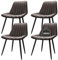 Esszimmerstühle 4er Set, Küchenstühle mit 7 cm Rückenlehne, Esstisch Stühle mit 5 cm Sitzkissen, Max. Tragfähigkeit 180KG, PU Kunstleder Polsterstuhl für Esszimmer, Küche, Wohnzimmer, Braun