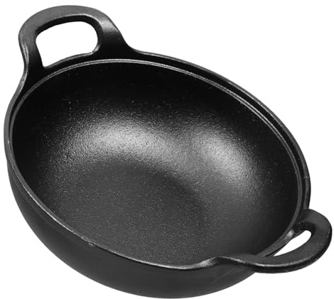 Garneck Cast Iron Saucepan Skillet Pot for Home Cooking Camping Iron Pot Side Handles for Ramen and Frying
