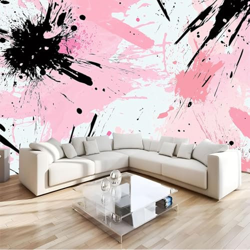 JEDTAKCT Papier Peint Panoramique Nature 400X280Cm - Revêtement Mural Décoration Salon - Design Moderne - Peinture À L'Huile Punk Graffiti - Éclaboussures D'Encre Déco Nature Plantes Tableaux Muraux