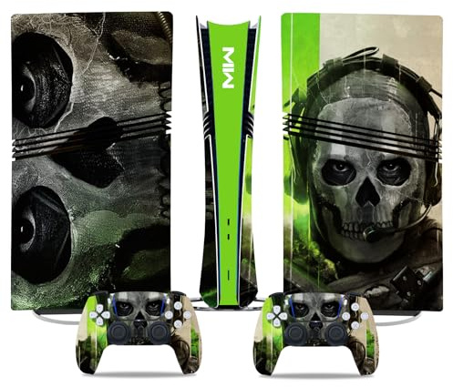 MaD Vision® Extra-haltbares Skin-Kit für PlayStation (PS5) Pro Disc und Pro Digital | Mattes Vinyl-Aufkleber-Set für Konsole + 2 Controller – COD|Phantom Design