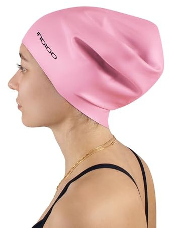 DRUNA Gorro de Natación Silicona | para Cabellos Largos | Extra Grande y Cómodo | Impermeable y Duradero | Ideal para Pelo Voluminoso | Colores Brillantes | para Mar y Piscina