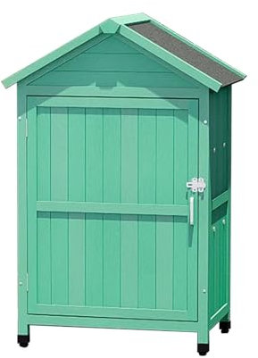Outdoor Storage Cabinet with Doors and Shelves Heightening Foot Pads Outdoor Storage Bins with Lock Large Space Easy to Assemble(Green)