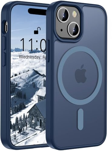 ORDA Magnetic Case for iPhone 15 Case Compatible with MagSafe,for iphone 15 phone case Translucent Matte Back Slim,Military Grade Drop Proof Hard Back Protective Cover 6.1-Deep Blue