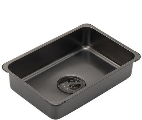 Petit évier de cuisine portable en acier inoxydable, bol à vaisselle multifonction avec bouchon de vidange pour camping, camping-car, barbecue, pêche, voyage, 36 x 24 x 10 cm