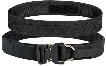Cinturones multifunción de 125 cm para exteriores, doble capa, hebilla gruesa, cinturón de nailon, cinturón de cintura unisex, negro, Talla única