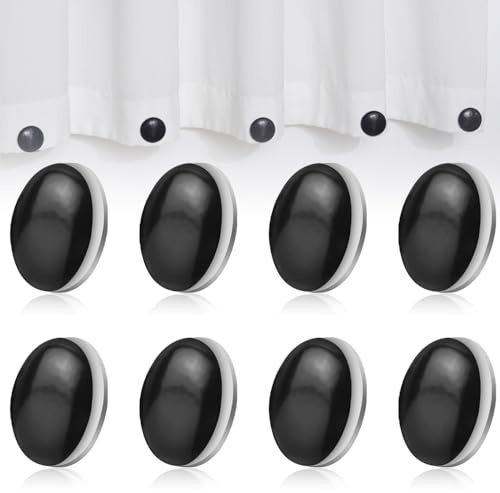 Shower Curtain Weights, 8 Pcs Magnetic Curtain Weights, Outdoor Curtain Liner Magnets, Magnetic Shower Curtain Weights for Curtains Shower Curtains Tablecloths(Black)