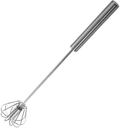 Small Whisk Hand Blender Semi-Automatic Egg Push Whisk Stainless Steel Beater Milk Frother Rotating Mixer Stirrer for Cooking Whisking Beating