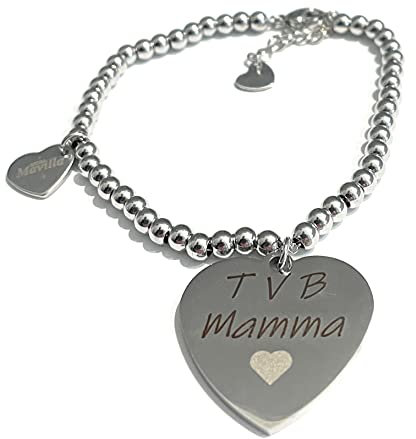 Damen-Armband aus Stahl mit der Aufschrift 'T. V. B. Mama', 20 cm, Legierter Stahl