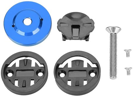 VGEBY1 Bike Computer Holder, Aluminum Alloy Bike Stem Top Cap Mount GPS Speedometer Odometer Bracket Compatible with Cat Eye, Bryton (Blue)