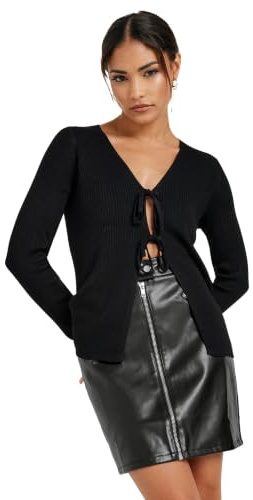 PixieGirl Petite Black Faux Leather Zip Front Mini Skirt Petite