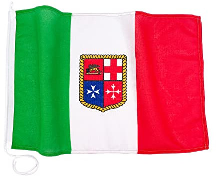 GATE14® Bandiera Italiana Marina Mercantile in Poliestere con Cordino