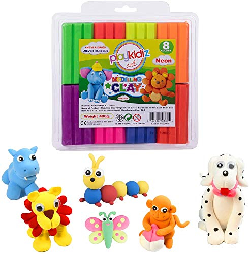 playkidiz Kit polimérica, Herramientas y Accesorios para plastilina de polímero, Arcilla para modelar para Hornear en Horno, Manualidades para niños, Multicolor