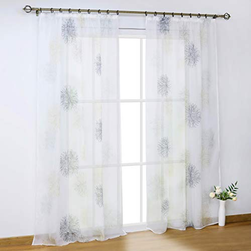 SCHOAL Gardinen mit Kräuselband Transparente Vorhänge Voile Fensterschal Modern Gardinenschal mit Kreis Muster 1 Stück BxH 140x175cm Grau