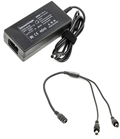 CCTV Charger 12V 5A 60W DC Power Supply 2 Way Jack Splitter Cables DVR NVR