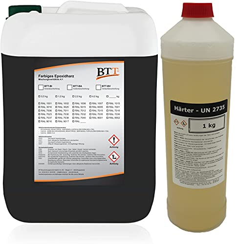 BTT-BV Verlaufsbeschichtung Epoxidharz Bodenbeschichtung Industriebeschichtung Lagerhalle Bodenfarbe 5kg RAL 9017