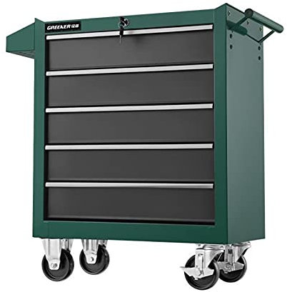 Bderkz Black Roller Cabinet and Tool Chest Steel Portable Trolley with 5 Drawers and Locking System, Durable and Strong, Tool Organizer for Home Garage Storage (Color : Green)