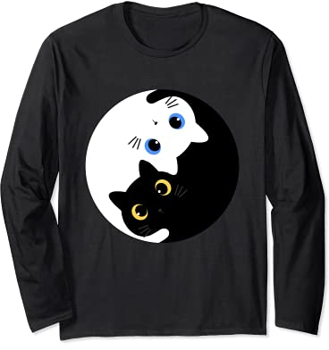 Yin Yang Yoga Zen Cute Cats - Yoga regalo Kitty gatti Maglia a Manica