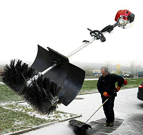 Petrol Sweeper with 52cc Motor Nylon Brush - Handheld Gas Broom, 2 Stroke Petrol Powered Yard Sweeper for Artificial Grass, Construction Sites, Caretakers, Street Cleaning and Farms