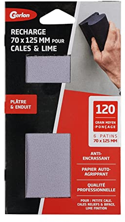 Confezione 6 Abrasivo Gesso & Rivestito 70 125 MM Gerlon - Grana 120 (Medio), Neutro