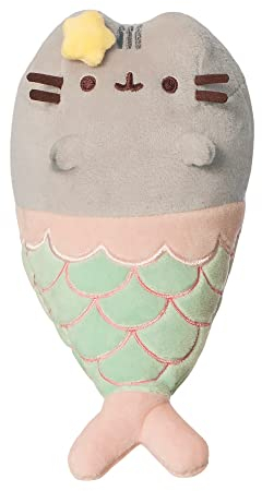 Aurora World Aurora, 61517, Mermaid Pusheen,Eco-Friendly Plüschtier, Pink & Aqua, Rosa & Aqua