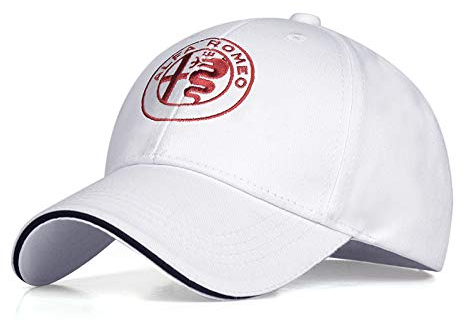 Baseballkappen mit Automobil-Logo, bestickt, verstellbar, für Damen und Herren, Reisekappe, Autorennen, Motorhut (passend für a-lfa weiß), Fit A-lfa Weiß