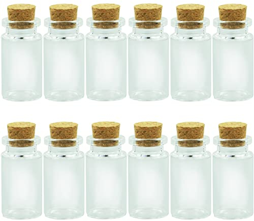 12 Pcs Small Glass Bottles With Cork Lids, Miniature Potion Bottles For Diy Crafts, Wedding Party Decoration