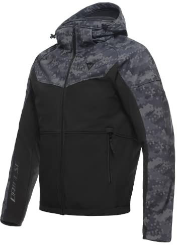 Dainese - Ignite Tex Jacket, Motorbike Jacket for Men, Water Repellent and Breathable Fabric Fleece, Men Motorcycle Jacket Rainproof, Shoulder & Elbow Protectors, Black/Grey Camo