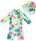 upandfast Maillot de Bain imprimé pour bébé Maillot de Bain Une pièce à Manches Longues Protection Solaire UPF 50+ avec Fermetures éclair (Fleur Verte, 12-18 Mois)