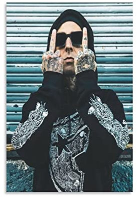 Enartly Foto Auf Leinwand Travis Barker Rock Hip-Hopist Travis Barker Stil Malerei Leinwand Poster Drucke Wandkunst Bild 30x50cm Kein Rahmen