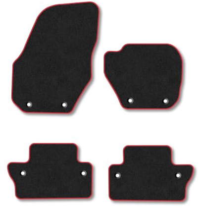 Volvo S60 (2010-2018) [Automatic] Carpet Car Mats | Red Edge Trim Tailored Fit Floor Mats Full Coverage Protection Accessories Easy Clean Anti Slip Made in the UK
