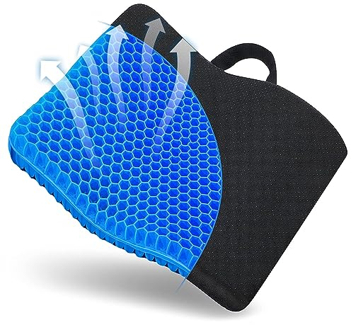 Cojín de Gel Multifuncional para Silla de Oficina, Asiento para coxis ortopedico, Apoyo Transpirable con Funda Antideslizante, Ideal para Coche, Oficina y Silla Ruedas
