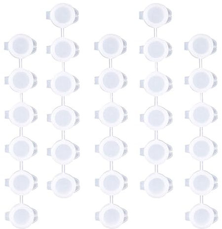 SEWACC Paint Cup Pots 30pcs Empty Paint Pots with Lids 5 Strips Acrylic Mini Paint Container Strips Painting Arts Crafts Supplies Paint Storage Containers