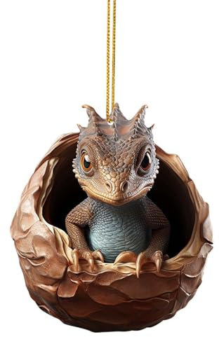 Christmas Dragon Baby Egg Pendant Acrylic Christmas Hanging Ornament Tree Hanging Dragon Decorations Novelty Baubles For Xmas TreeFor Women Kids Decorations