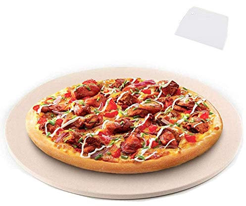 Xtahdge Pietra per Pizza, Pietra per Pizza Rotonda per Grill e Forno, per Pizza, Bistecchiera, Padella per Pizza in Cordierite di Pollici Spessi, Cucinare e Cuocere