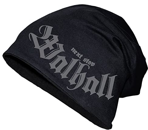 Herren Long Beanie Mütze Next Stop Walhall Odin nordische Krieger Wikinger