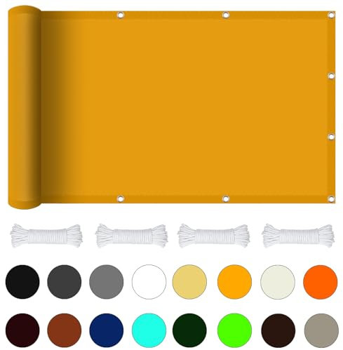 Sonnensegel Rechteckig 4 x 6 m Rechteckig Wasserdicht UV Schutz Wetterschutz Segel Baldachin Wasserdicht 98% Uv Schutz für Balkon Terrasse Garten, Golden