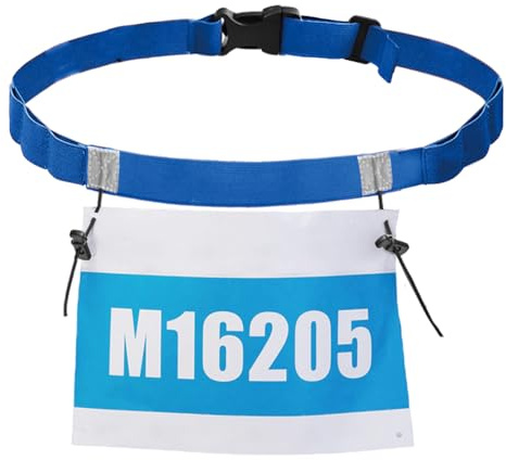 TRIWONDER Triathlon Startnummernband Laufgürtel mit Nummernhalter, 6 Ring Running Belt, Bauchtasche Gürteltasche für Triathlon, Marathon, Laufen, Radfahren (03 Blau)