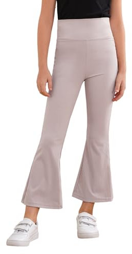 Freebily Mädchen Schlaghose Leggings Hoher Taille Stretch Kinder Sport Leggings Yoga Tanz Laufen Jogginghose Flared Pants Bootcut Rosa 98-104