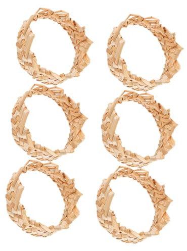 CHILDWEET Straw Napkin Rings Set of 6 Rustic Napkin Holder for Table for Wedding