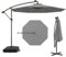 GOPLUS Parasol de Jardin Extérieur avec Pied, Parasol Déporté Inclinable Ø 3M, avec 8 Baleines 40 Lampes Solaires, Grand Parasol pour Terrasse Plage Cour (Gris)