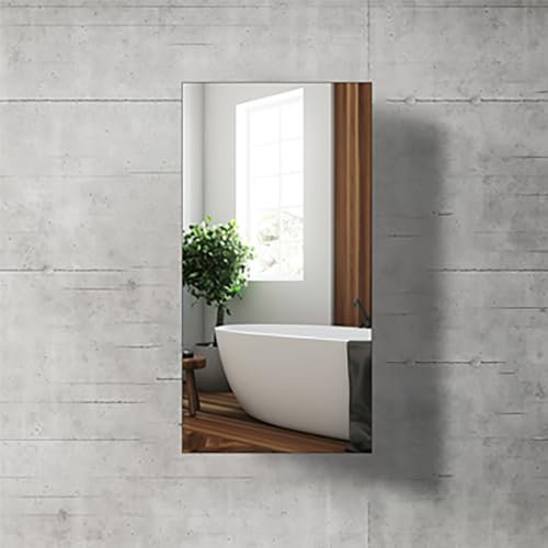 LLYLAFDC Badezimmer Spiegelschrank,Spiegelschrank Bad Mit Beleuchtung, Mit Verstellbaren Regalen, Edelstahl-Spiegelschrank-Organizer Mit Spiegeltür, Rostfrei (15.7in/40cm)
